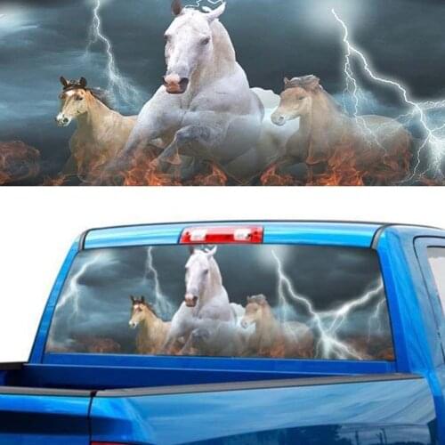 2019 New 65X 22 inch Horse Lightning Rear Window Tint Graphic Decal Wrap Back Truck Tailgate For Most Pick Up Truck