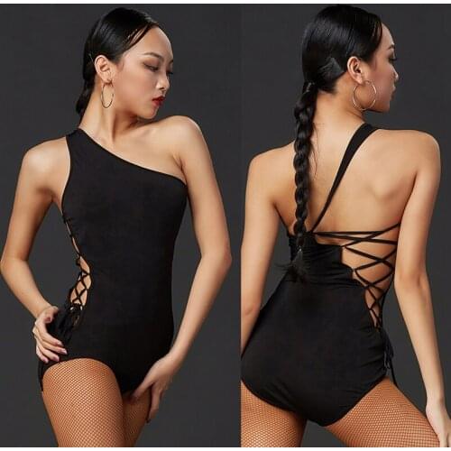 New Latin Dance Tops For Women Sexy Bodysuit Sleeveless Tops Bandage Design Latino Dress Cha Cha Rumba Samba Dance Wear DQS4887
