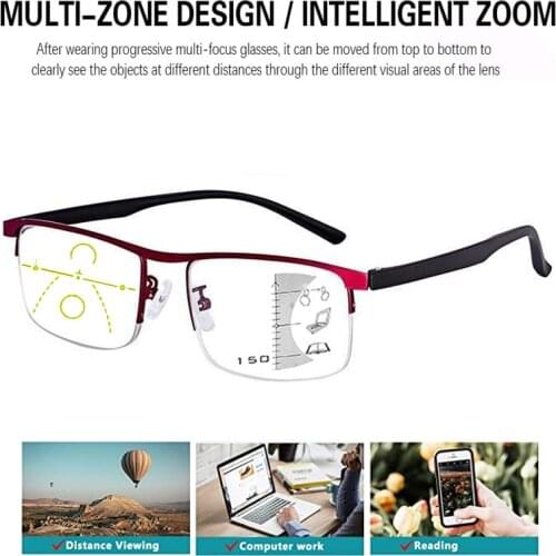 2021 intelligent zoom Progressive multi-Functional Reading Glasses Women Men Multifocal Anti-blue light Hyperopia Eyeglasses