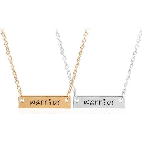 Hand Stamped Inspiratioan Semicolon Warrior Scarved Warrior Semi-colon Charm Bar Neckalce Best Friends Necklace Jewelry Gifts