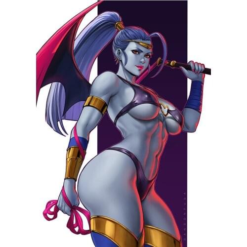 Print Anime Sexy Bat Girl Megaera Art Canvas Poster Custom Hanging Pictures 16x24 24x36 Inch Living Room Decorative Paintings