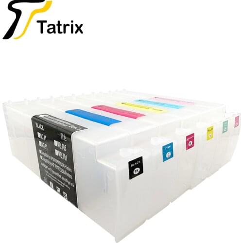 Tatrix 6 Colors Refillable Empty Ink Cartridge for HP 81 HP81 suit For HP 5000 HP5500 Ploter Printer + Chip Decoder 1 order