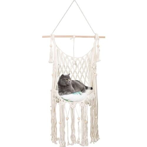 Cat Hammock Bed Handwoven Cat Swing Bed Decorative Pet Hanging Hammock Pet Nest For Home Decoration Wall Tapestry