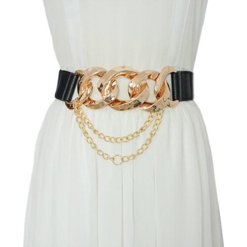 Dress Belts for Women Simple Waist Elastic Ladies Band Round Buckle Decoration Coat Sweater Party Belt Girdle Belt Accessory