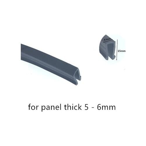 Rubber Sealing U Strip 15x8.5x15mm for 5-6mm thick Glass Metal Car Wood Panel Board Edge Encloser Shield Black
