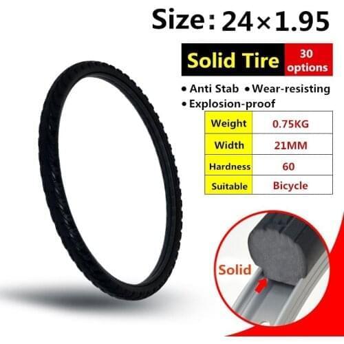 24er 24*1.95 Solid Bicycle Tire Riding MTB Bike TireBike Tire Bicycle Cycling Tubeless Tyre