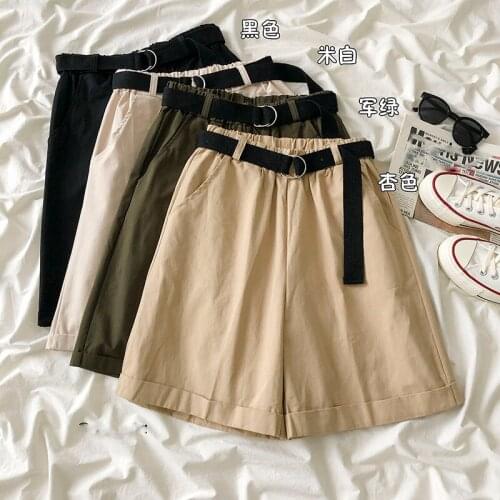 Summer New Sashes Casual Women Shorts Korean Fashion Two Pockets Design Crimping High Waist Short Temperament casual Shorts