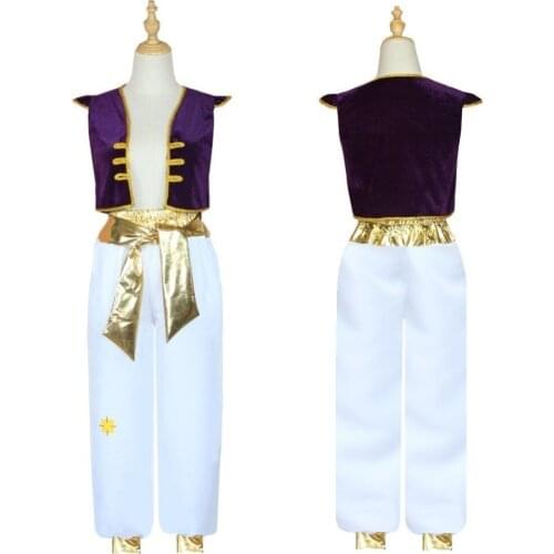 Kid Boy Movie Anime Character Prince Aladdin Halloween Cosplay Costumes Party Role Play Dress Up Outfit Masquerade Carnival Suit