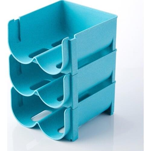 Free-Standing Plastic Water Bottle Wine Rack Storage Organizer Stackable Rack for Kitchen Countertops Pantry Fridge SCIE999