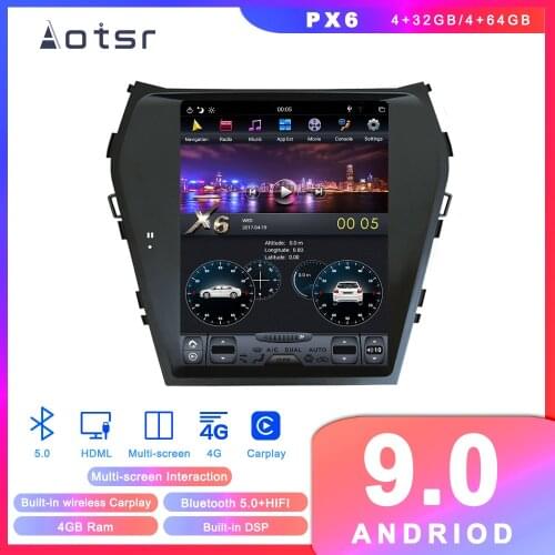 Tesla Styel Android 9 Car DVD GPS Navigation For Hyundai Santa Fe IX45 2013-2018 Auto Stereo Multimedia Player HeadUnit recorder