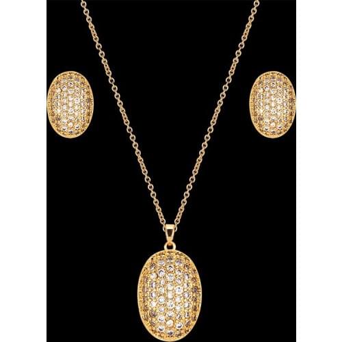 Vankeliif brand Simple oval full zirconium micro-inlaid pendants and earrings womens jewelry sets classic fashion accessories