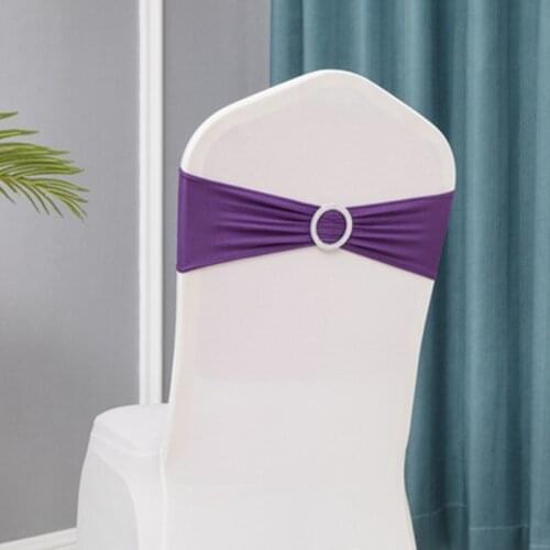 High Quality New 10PC Spandex Chair Bands Spandex Chair Sash Stretch Lycra Chair Band with Buckle for Wedding Party Decoration