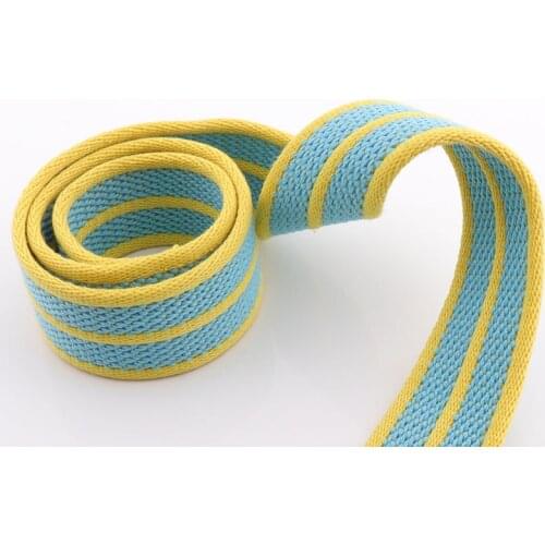 Yellow striped Webbing Ribbon 38mm Thick Lanyard Ribbon Purse Strap Cotton ribbon Strap Blue Bag strap Handbag ribbon Strap