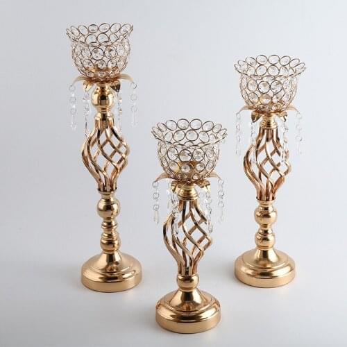 Gold Crystal Candle Holder Wedding Candelabra Table Centerpieces Decorative Romantic Home Candlestick Portavelas
