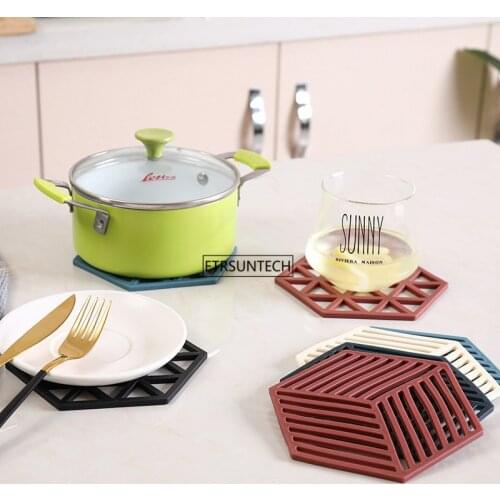 100pcs Silicone Slip Anti-hot Pad Mat Drink Cup Coasters Non-slip Pot Holder Table Placemat Kitchen Accessories