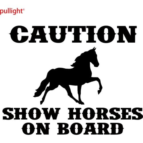 15.4cm*11.9cm Caution Show Horses On Board Car Sticker Accessories Vinyl