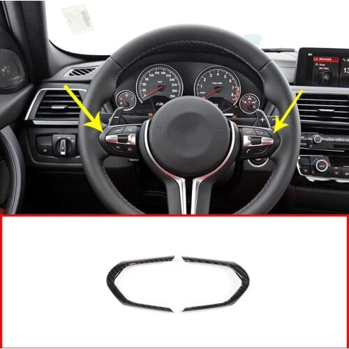 2x Carbon Fiber Style ABS Steering Wheel Decoration Frame Trim For BMW F20 F22 F30 F32 F33 F36 F06 F12 F13 X5 F15 X6 F16 M-Sport