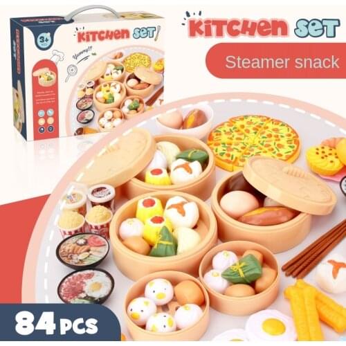 2021Children Kitchen Simulation Toys Utensils Food Cookware Pot Pan Kids Pretend Play Kitchen Set Toys for Girls Doll Food Toys