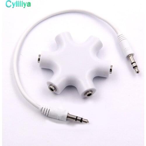 3.5mm Jack 6 Way Multi Port Hub Aux Headphone Splitter Useful Audio Cable Adapter Converter Earphone Accessory 50pcs/lot