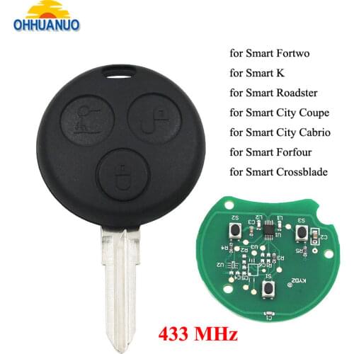 3 Buttons Smart Remote key Fob 433/434MHz For Benz Key Smart Fortwo Forfour Roadster