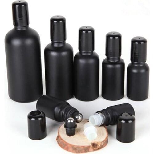 5ml 10ml Black Glass Roll Ball Bottle, Essential Oil/Perfume Packaging Container,Makeup Sub-bottling F011