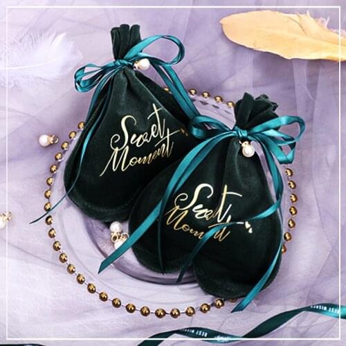 50pcs High-grade Heart shape Bags Organza Velvet Bag Drawstring Pouches Gift bags Candy Jewelry Party Wedding Favor Bags Gift