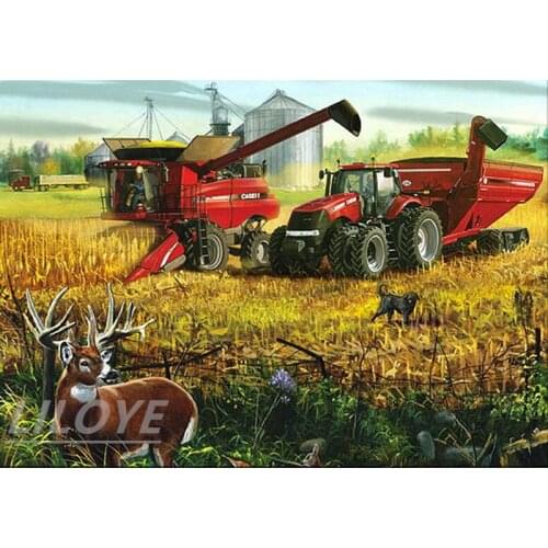 5D DIY Diamond Painting Farm tractor Full Square/Round Drill 3D Diamond Embroidery deer Rhinestones Mosaic Wall art Decor FG1962