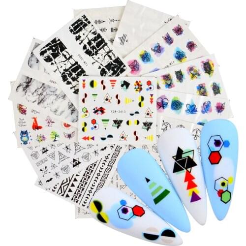 Abstract Lady Face Water Decals Fruit Flower Summer Leopard Alphabet Leaves Nail Stickers Water Black Leaf Sliders