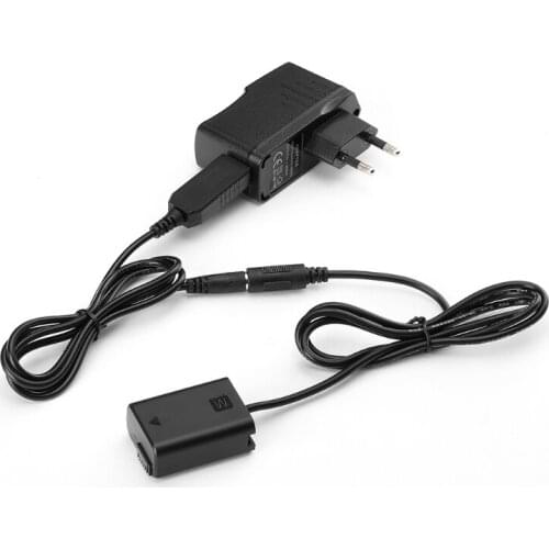 NP-FW50 Dummy Battery Eliminator + EU Plug 5V 3A USB Power Adapter for -Sony A7RII, A55, A55V, RX10 II III IV Cameras