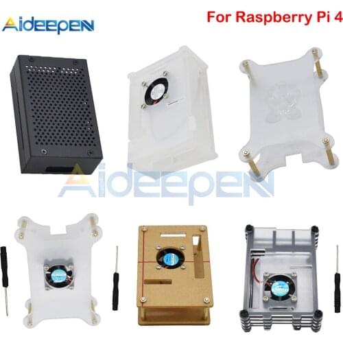 Acrylic Transparent Case Metal Shell GT2A GT3A GT4A Acrylic Cover Shell Box With Cooling Fan and Screwdriver For Raspberry Pi 4