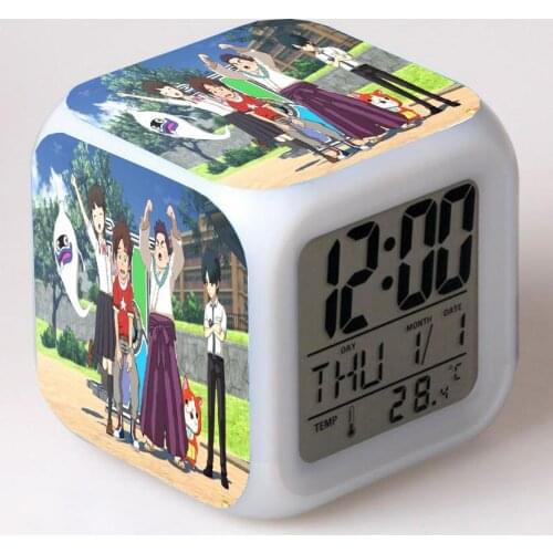 Anime Youkai-watch Cartoon LED 7 Color Flash Digital Alarm Clocks Night Light Bedroom Desk Clock despertador Alarm-Clock