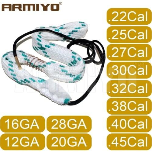 Armiyo .17Cal .22Cal .30Cal .38Cal .45Cal 12GA 20GA Barrel Cleaning Sling Gun Bore Brush Clean Rope Hunting Accessories
