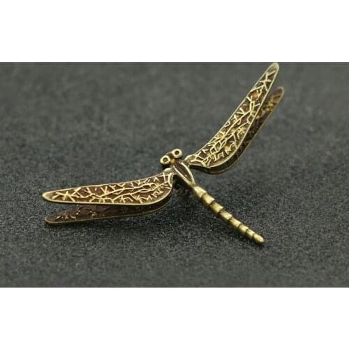 Handmade pure Brass exquisite dragonfly craft DIY ornament Miniature Fitting desktop decoration accessories a3204