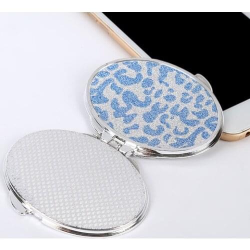 Round Glitter Mini Pocket Mirror Makeup Compact Foldable Double Dual Side Random