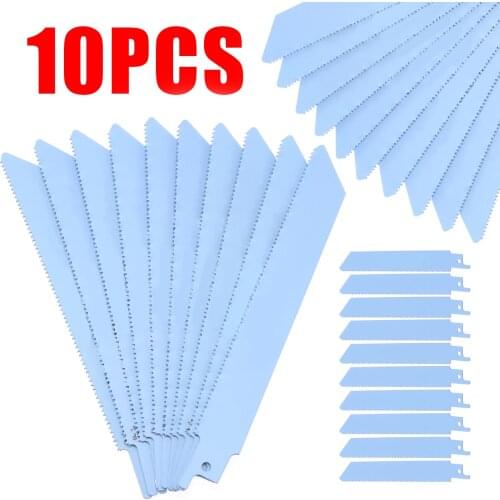10pcs New Durable S922BF Saw Blades 150mm 6" Blue Reciprocating Sabre Saw Blades for Metal Cutting