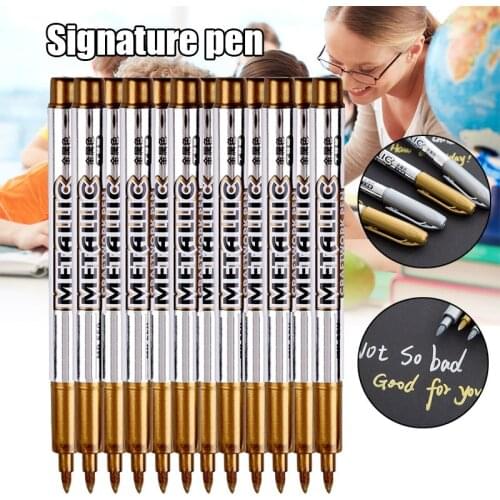 New Gold and Silver Marker Pens Children Kids School Home Office Use Signature Pens DOM668