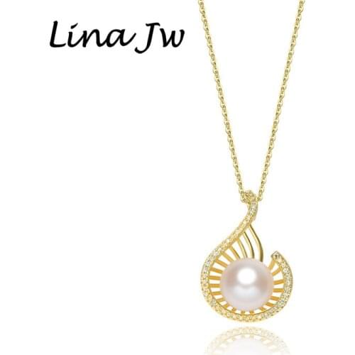 Lina Jw 10MM Natural Freshwater Pearls Necklace for Women Jewelry Wholesale Bijoux Femme Party/Wedding Gift Pendant Charms