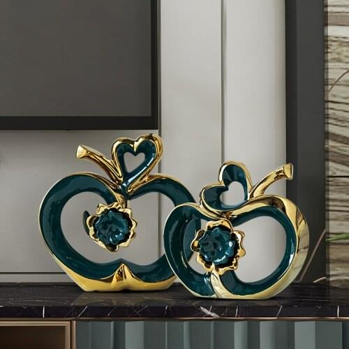 Simple Modern Creative Apple Ceramic Ornaments Home Livingroom Table Furnishiing Craft Hotel Office Desktop Figurines Decoration