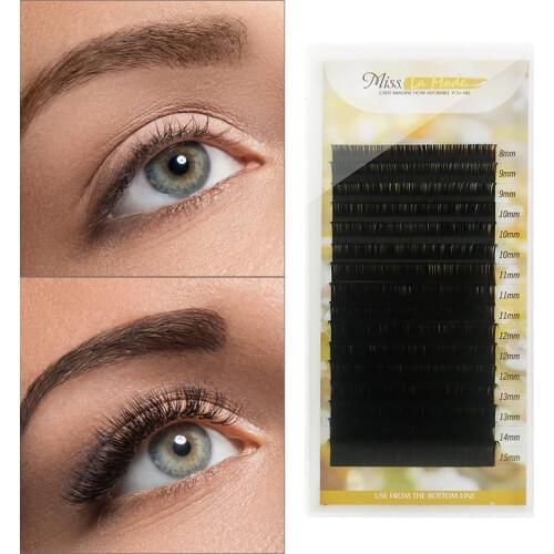 Misslamode all size mink eyelashes 16rows 8-15mm mix individual eyelashes russian volume eyelashes extension supplies