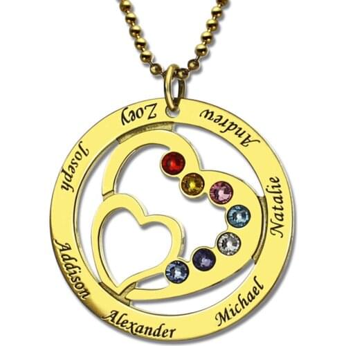 Uonney Dropshipping Personalized Heart In Heart Birthstone Name Necklace Silver Gold Gift For Women Birthday Jewelry