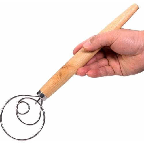 Danish Dough Whisk - LARGE 13" Stainless Steel Dutch Style bread dough whisk for pastry pizza mixer hook, kitchen accessories