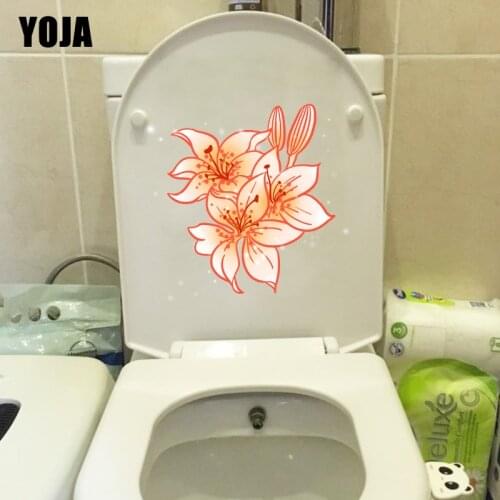 YOJA 22.7*21.5CM Beautiful Gardenia Creative Cartoon Toilet Sticker WC Decoration Home Room Wall Decal T1-0432