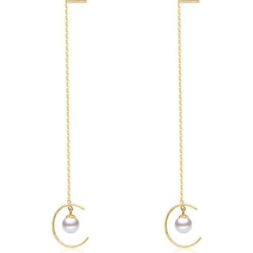 MADALENA SARARA 7-7.5mm Saltwater Pearl Women Earrings 18K Gold Semi- Circle Style Natural Akoya Pearl Earrings