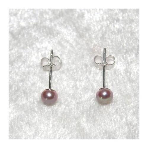 New Arrival Favorite Pearl Earrings Pale Lavender Purple 4mm Freshwater Pearl Stud Earring S925 Silver Jewelry Women Gift