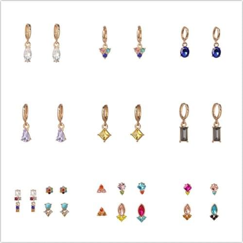 JURAN Shiny Small Pendant Dangle Earrings For Women Geometric Charm Multicolored Fashion Drop Statement Earrings Jewelry