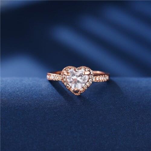 Original Design Gold Silver Color Round Hollow Heart Rings For Women Weeding Engaged Ring Joint Ring Female Jewelry Gift