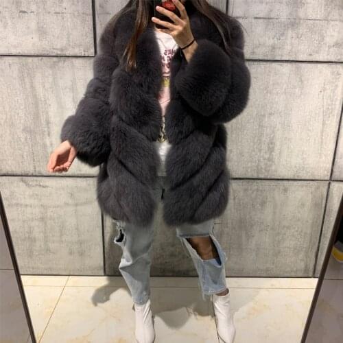 Women real fox fur coat lady natural fox fur coat fur winter outwear