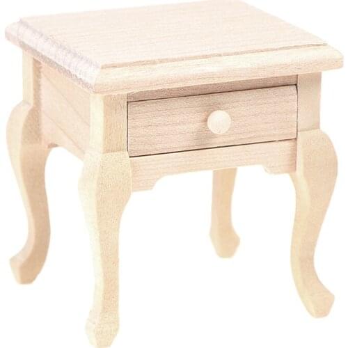 1/12 Dollhouse Miniature Wooden Bedroom Bedside Cabinet Furniture Accessories