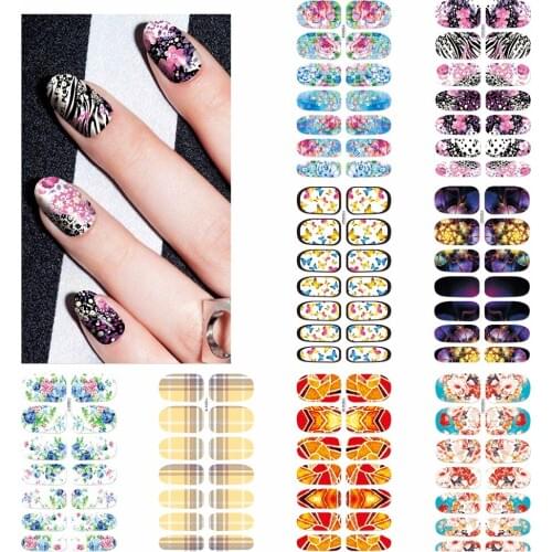 YZWLE 1 Sheet Optional Beautiful Full Cover Wraps Nails Decals Water Transfer Nail Art Stickers