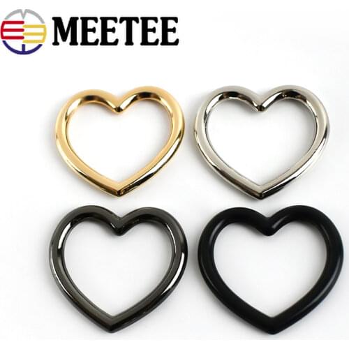 10/30pcs Meetee Alloy Peach Heart Buckle White Nickel Love Ring Metal Buckle Thick Round Wire DIY Hardware Luggage Accessories